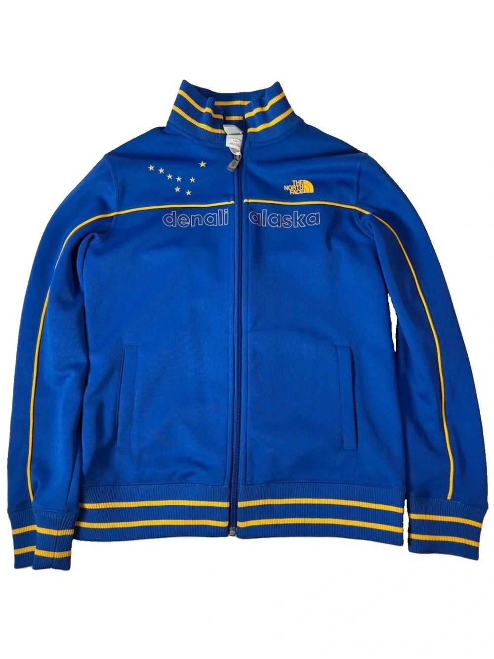 The North Face A5 Series Alaska Denali Jacket Boys L Full Zip Blue Rare 6194m